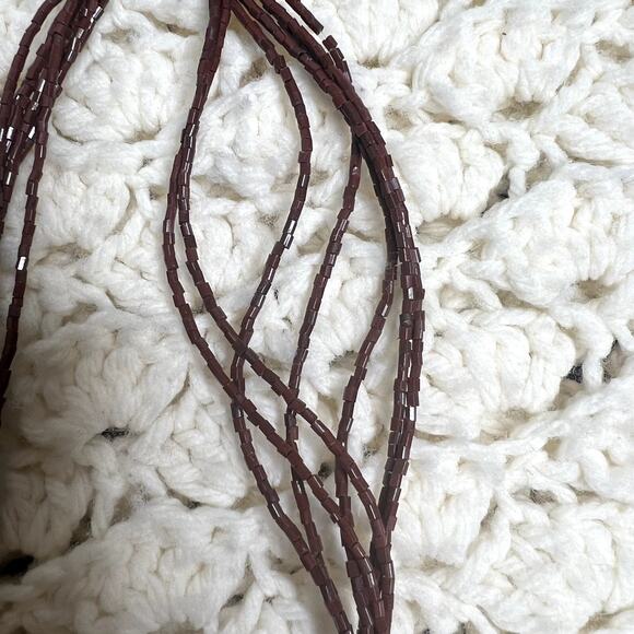 VINTAGE Women's Boho Seed Bead Wood Discs Multi Strand Necklace Natural Earthy - Picture 8 of 9